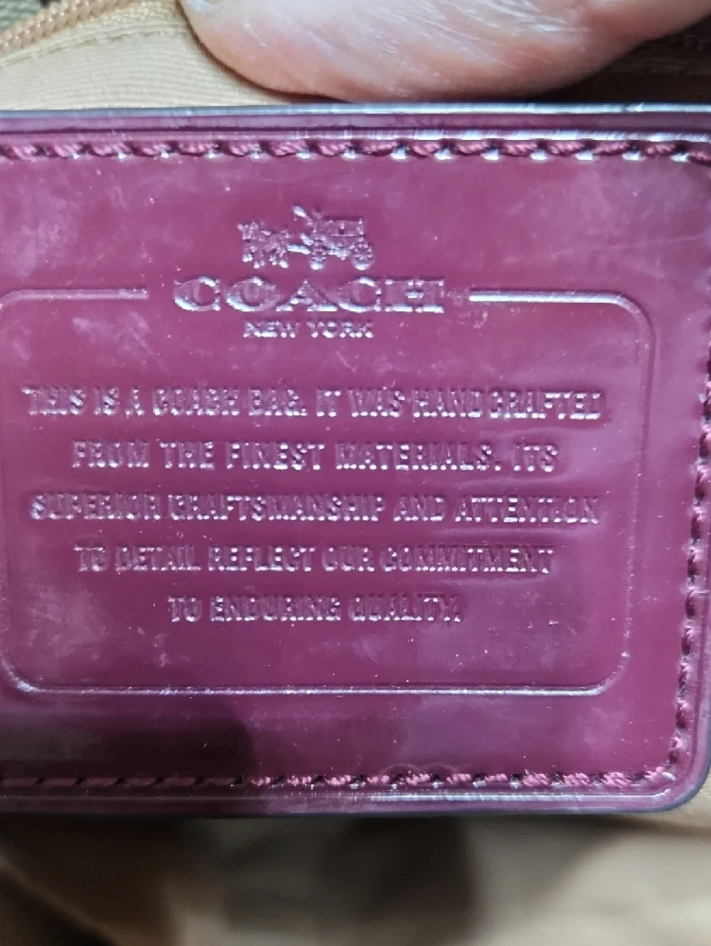 Coach Signature VINTAGE Tote with Burgundy Trim and Beige Jacquard - Picture 8 of 16